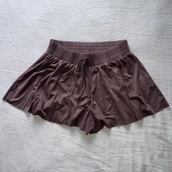 Altar'd State AS Revival Rhythm Flowy 2-in-1 Running Shorts in Brown - Picture 1 of 5